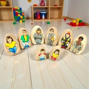 Vintage 1986 Squeezington Square Townspeople Plush Set of 8 Imagination Dolls